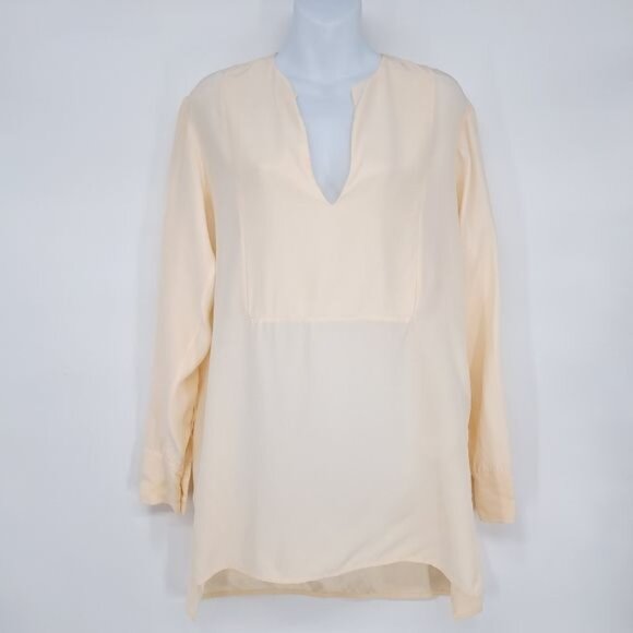 Jenni kayne Cream Silk Long Line Oversized Blouse Siae Small - Picture 1 of 8